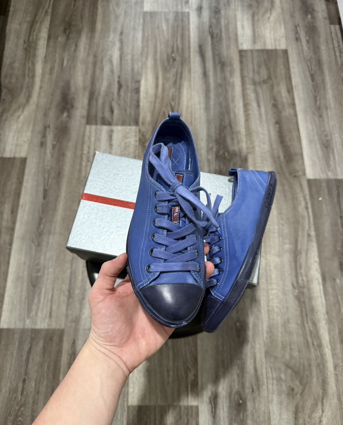 Prada NEW PRADA LEATHER SNEAKERS LOW-TOP BLUE RARE CHANGE COLOR Size US 8 / IT 38 - 4 Thumbnail