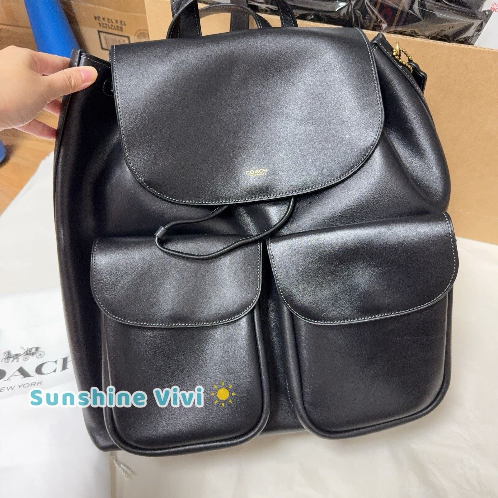 Coach NWT COACH Crosby Backpack Bag Brass/Black leather CY279 Size ONE SIZE - 1 Thumbnail