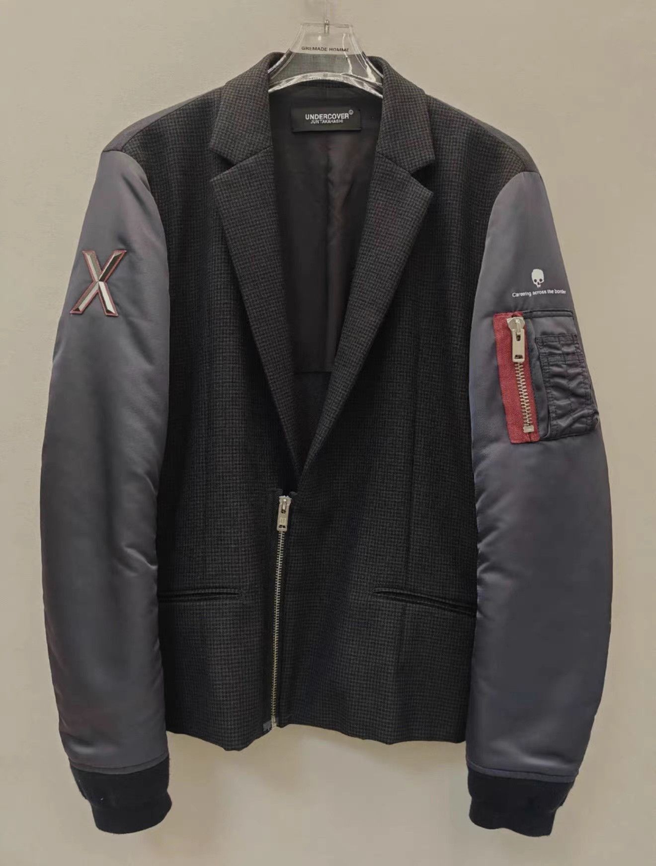 Undercover Black Mixed Material Zip-Front Jacket with Padded Sleeves Size US L / EU 52-54 / 3 - 1 Thumbnail