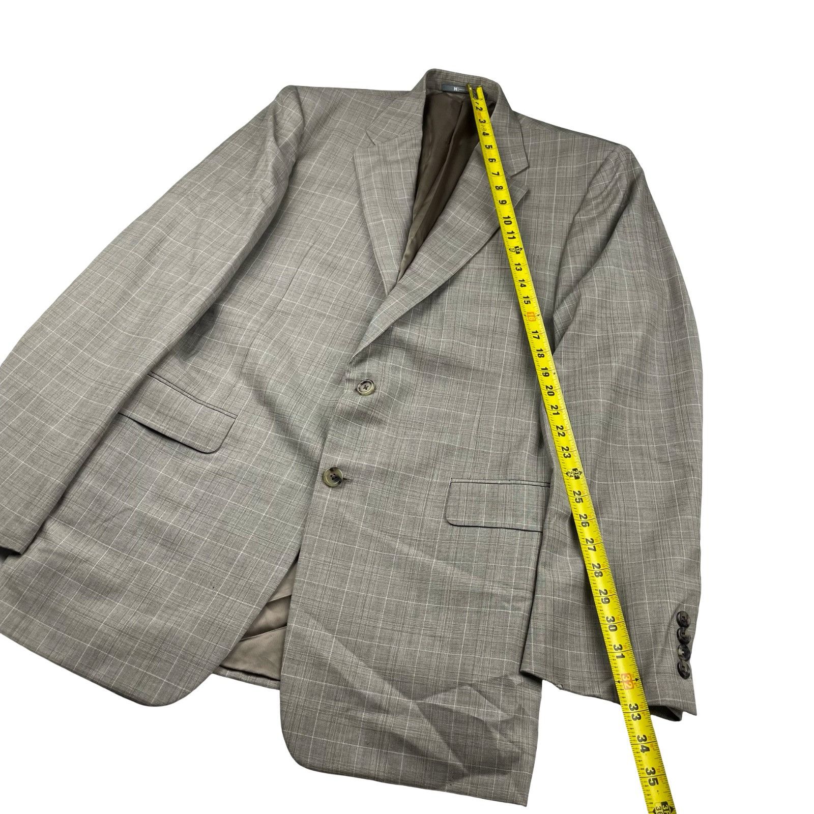Hickey Freeman Hickey Freeman Men’s 100% Wool 2-Button Suit Beige/Brown Pla Size 40R - 11 Thumbnail