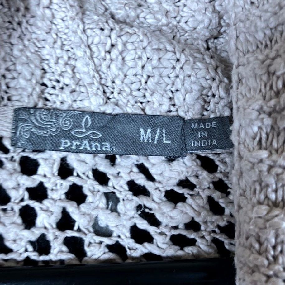 Prana prAna Womens Sweater Open-Knit Cardigan Tan 100% Cotton M/L Geometric Knit Casual Warmth Boho Vintage? Size M / US 6-8 / IT 42-44 - 6 Thumbnail