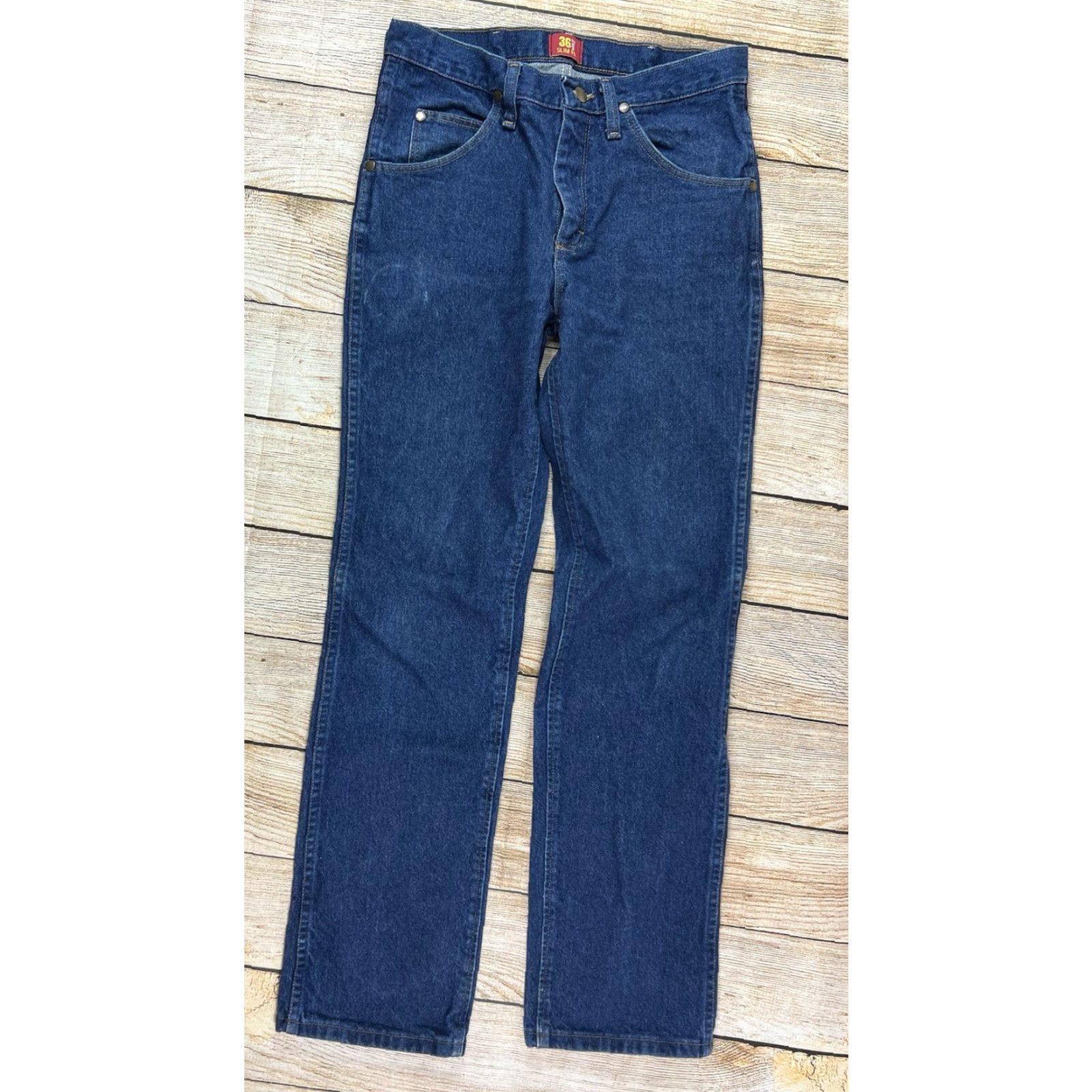 Wrangler VINTAGE Wrangler Jeans Mens Slim Denim Blue 30x32 36MWZ Western Cowboy Retro 5-Pocket Size US 30 / EU 46 - 2 Thumbnail