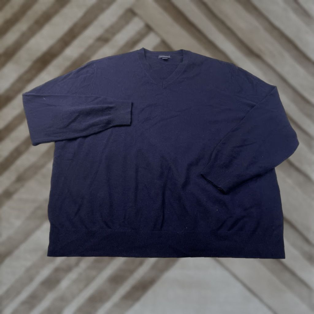 Lands' End Lands' End Sweater Pullover 100% Cashmere Navy Blue V-Neck Men 2XL Regular Long Sleeve Knit Size US XXL / EU 58 / 5 - 1 Thumbnail