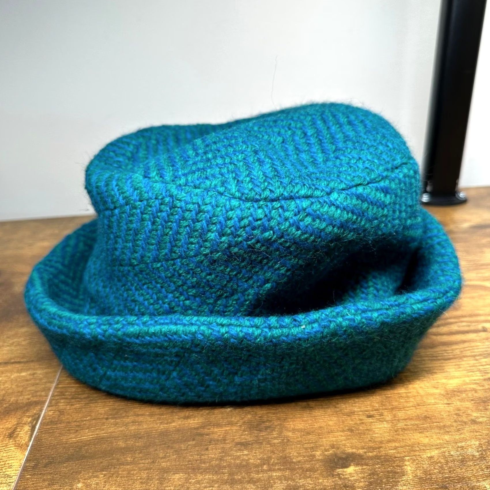 Market Aran Sweater Market Hat Teal Ireland Wool Herringbone Cloche Women One Size Size ONE SIZE - 3 Thumbnail