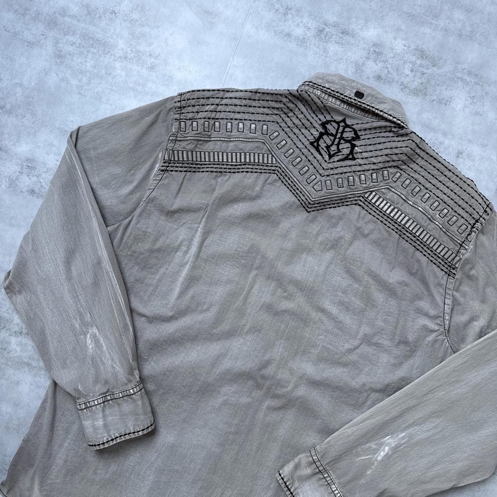 Roar Y2K Roar Gray Button Up Affliction Style 00s Shirt Size US XL / EU 56 / 4 - 6 Thumbnail