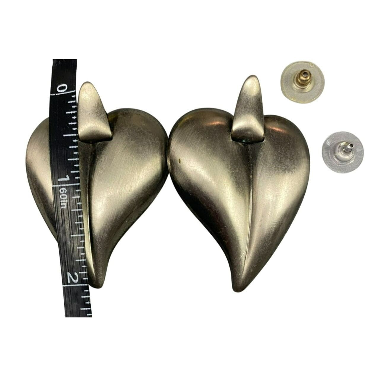 Other Vintage Silver tone Heart Shaped Pierced Earrings With Stud Size ONE SIZE - 2 Thumbnail