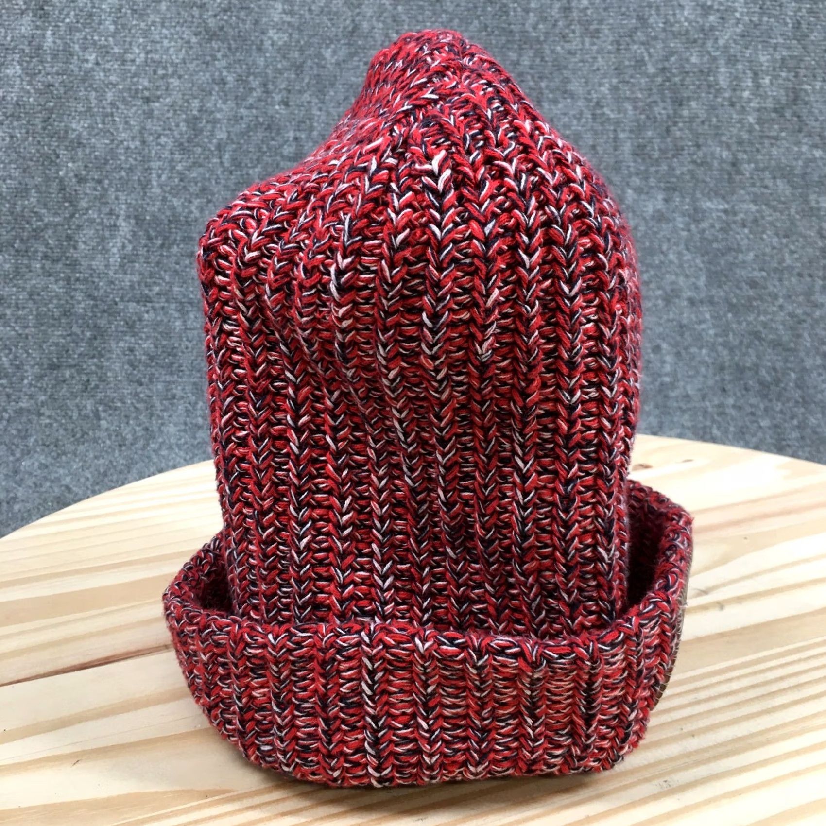 Vintage Love Your Melon Beanie Hat Adult Red White Black Marled Knit Cuffed Winter Cap Mens Size ONE SIZE - 7 Thumbnail