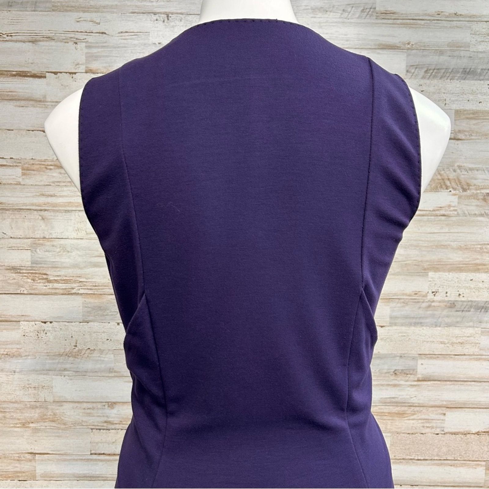 Elie Tahari Elie Tahari Sleeveless Stretch Knit Sheath Dress Purple Sz S Size S / US 4 / IT 40 - 9 Thumbnail