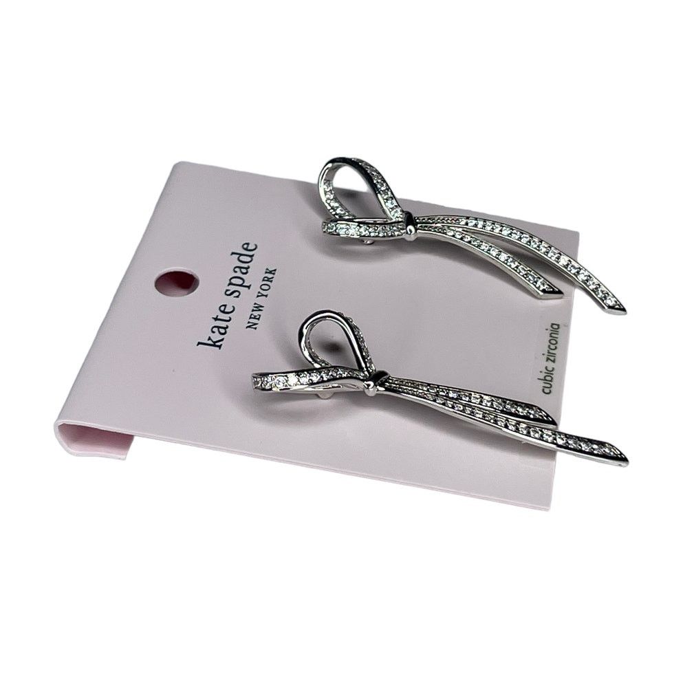 Kate Spade Kate Spade All Tied Up Paved Silver Earrings Size ONE SIZE - 4 Thumbnail
