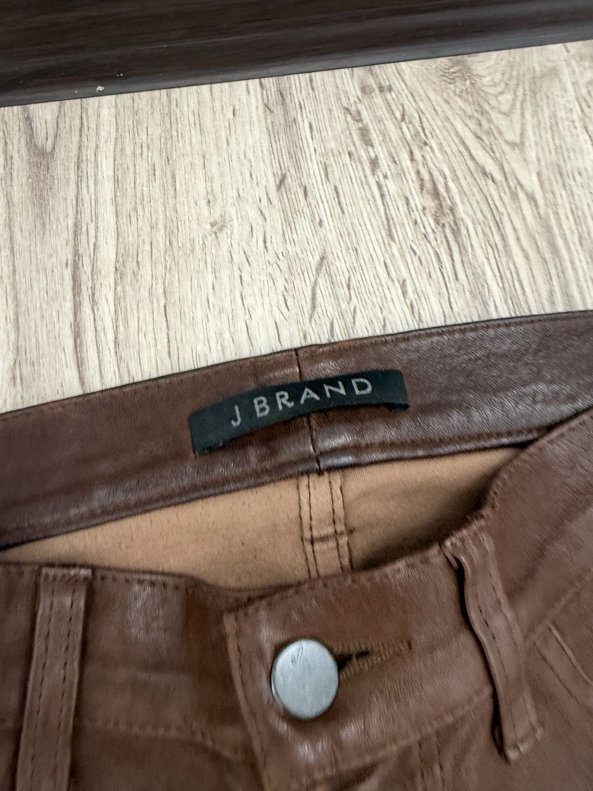 J Brand J Brand Brown Stretch Lamb Leather Zip Pants Size 25 Size 25" / US 0 / IT 36 - 3 Thumbnail