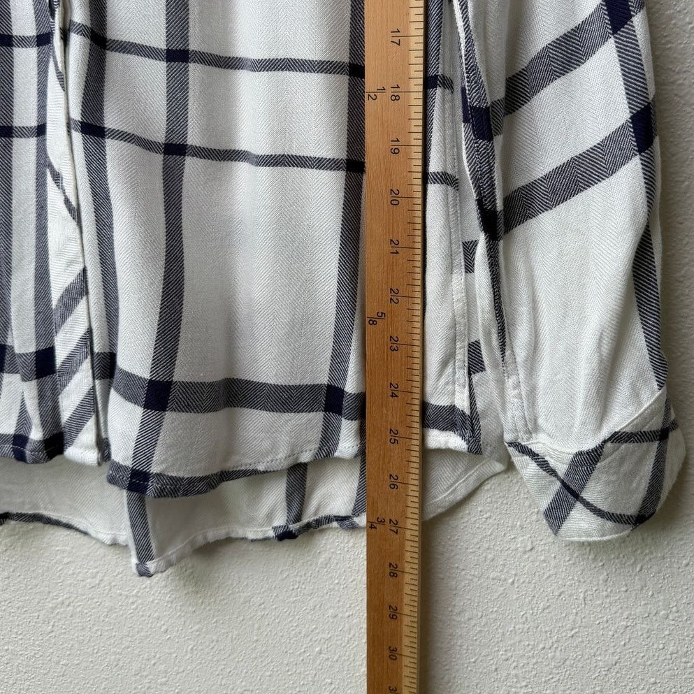 Rails Rails White Navy Plaid Button Down Shirt Long Sleeve Women S Size S / US 4 / IT 40 - 15 Thumbnail