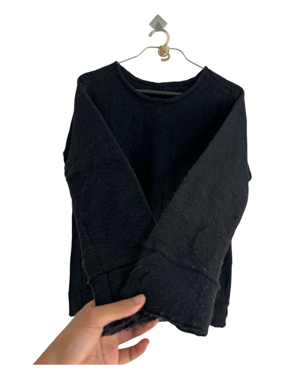 Isamu Katayama Backlash Strum 🇯🇵 Hairy Wool Leather Attach Tweed Knit Sweater Size US M / EU 48-50 / 2 - 1 Thumbnail