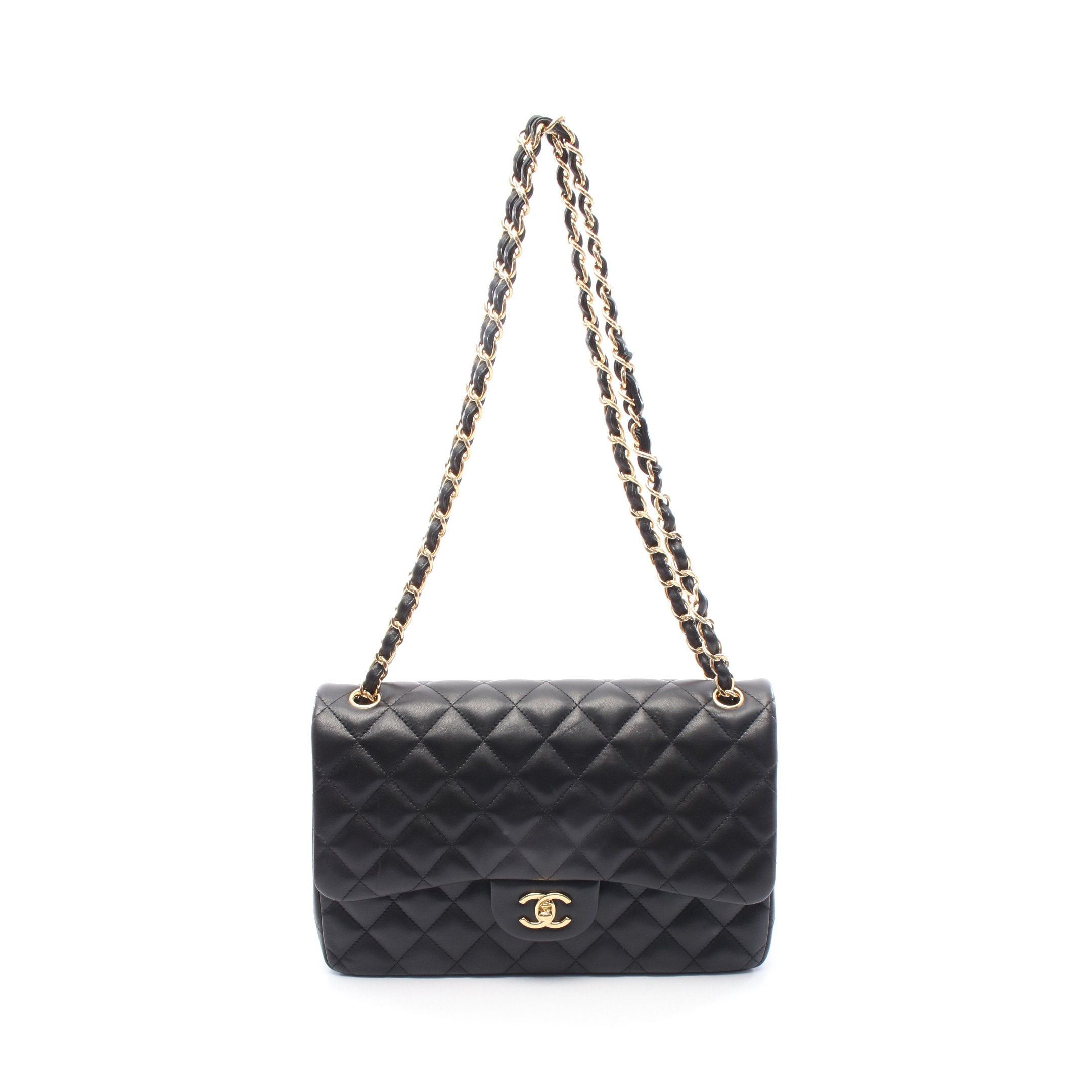 Chanel Chanel Decamatlassé 30 Classic Large Double Flap Chain Shoulder Bag Lambskin Black Gold Hardware Size ONE SIZE - 1 Thumbnail