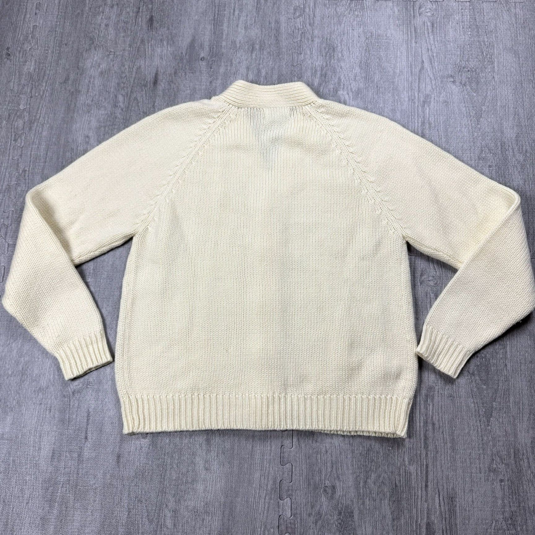 Vintage VINTAGE ALMY'S 80s IVORY CABLE KNIT BUTTON CARDIGAN XL WOMENS PREPPY Size XL / US 12-14 / IT 48-50 - 6 Thumbnail