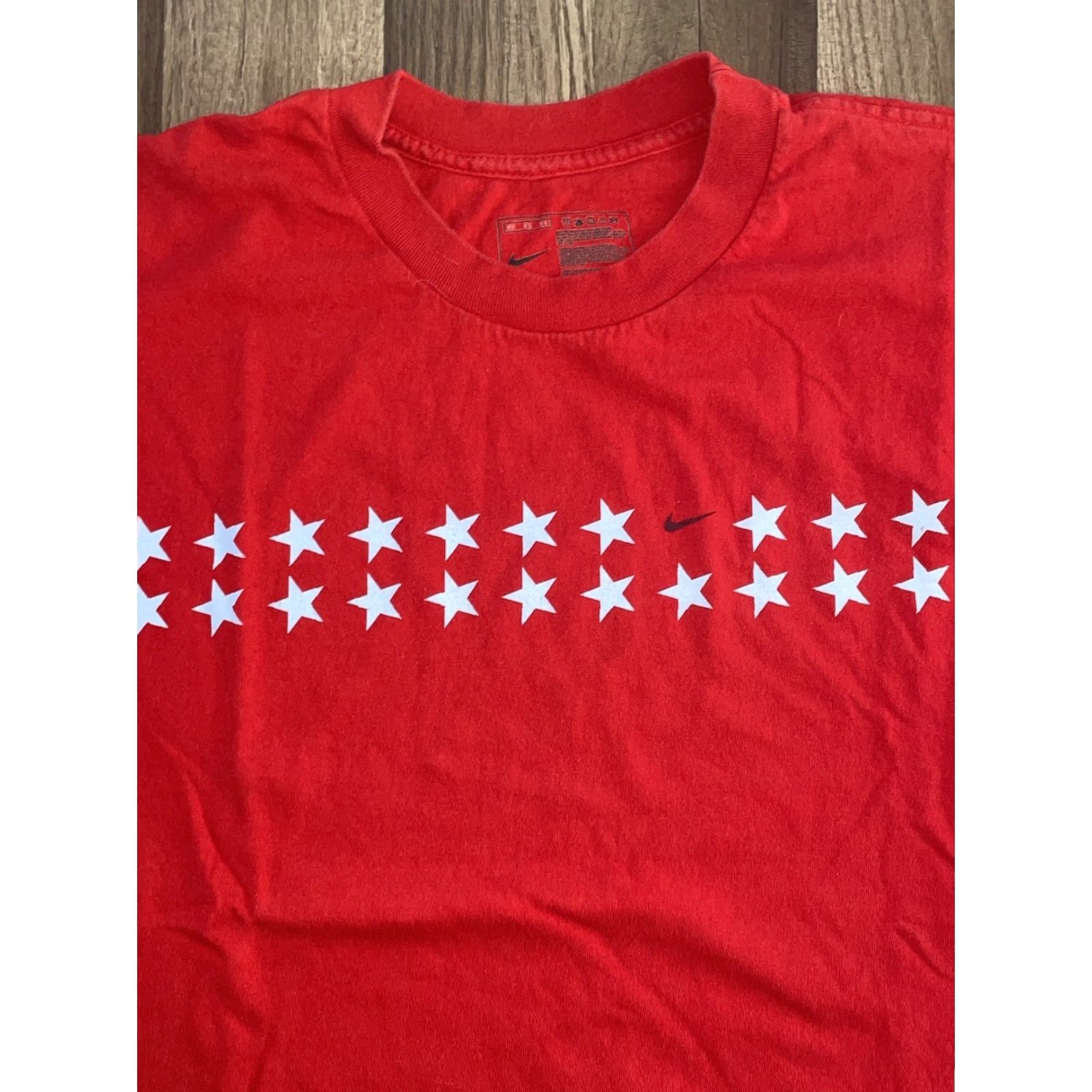 Nike Nike T-Shirt Stars and Check Red L Mens Regular Large Size US L / EU 52-54 / 3 - 2 Thumbnail