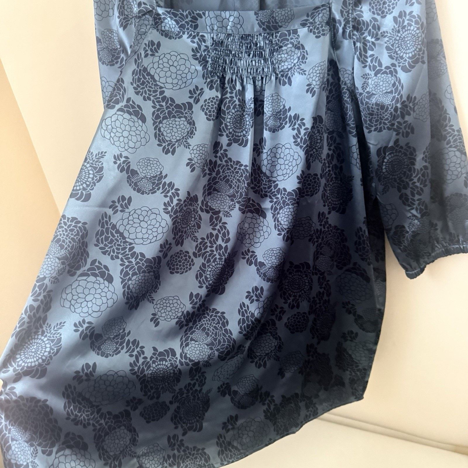 Other Motto Dress Peasant Blue Satin Puff Sleeve Boho Babydoll Size XL / US 12-14 / IT 48-50 - 5 Thumbnail