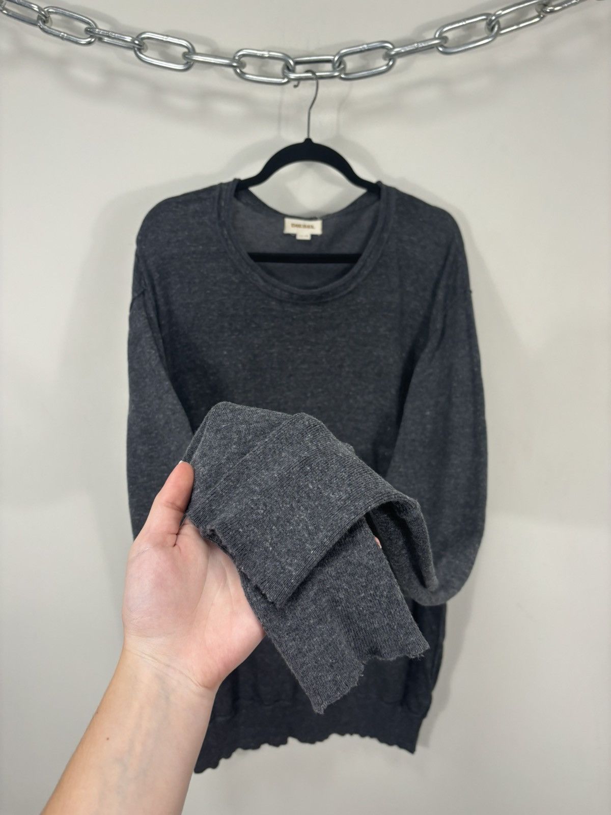 Diesel Vintage Diesel Y2K Logo Gray Avant Garde Hype Sweater Size US XXL / EU 58 / 5 - 8 Thumbnail