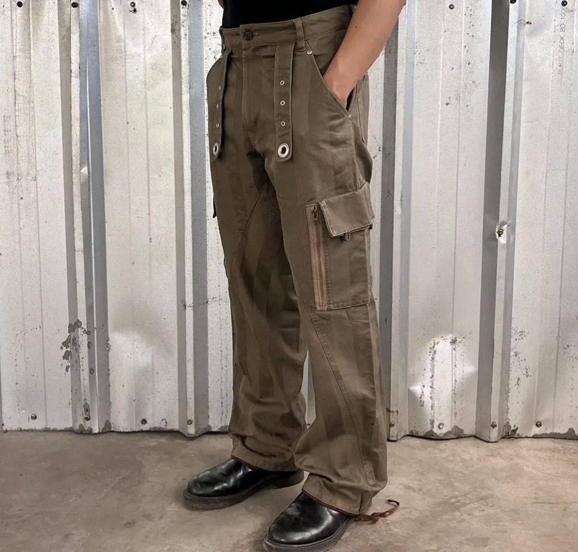 PPFM 2000s PPFM Tactical Striped Canvas Bondage Cargo Pants y2k Size US 30 / EU 46 - 7 Thumbnail