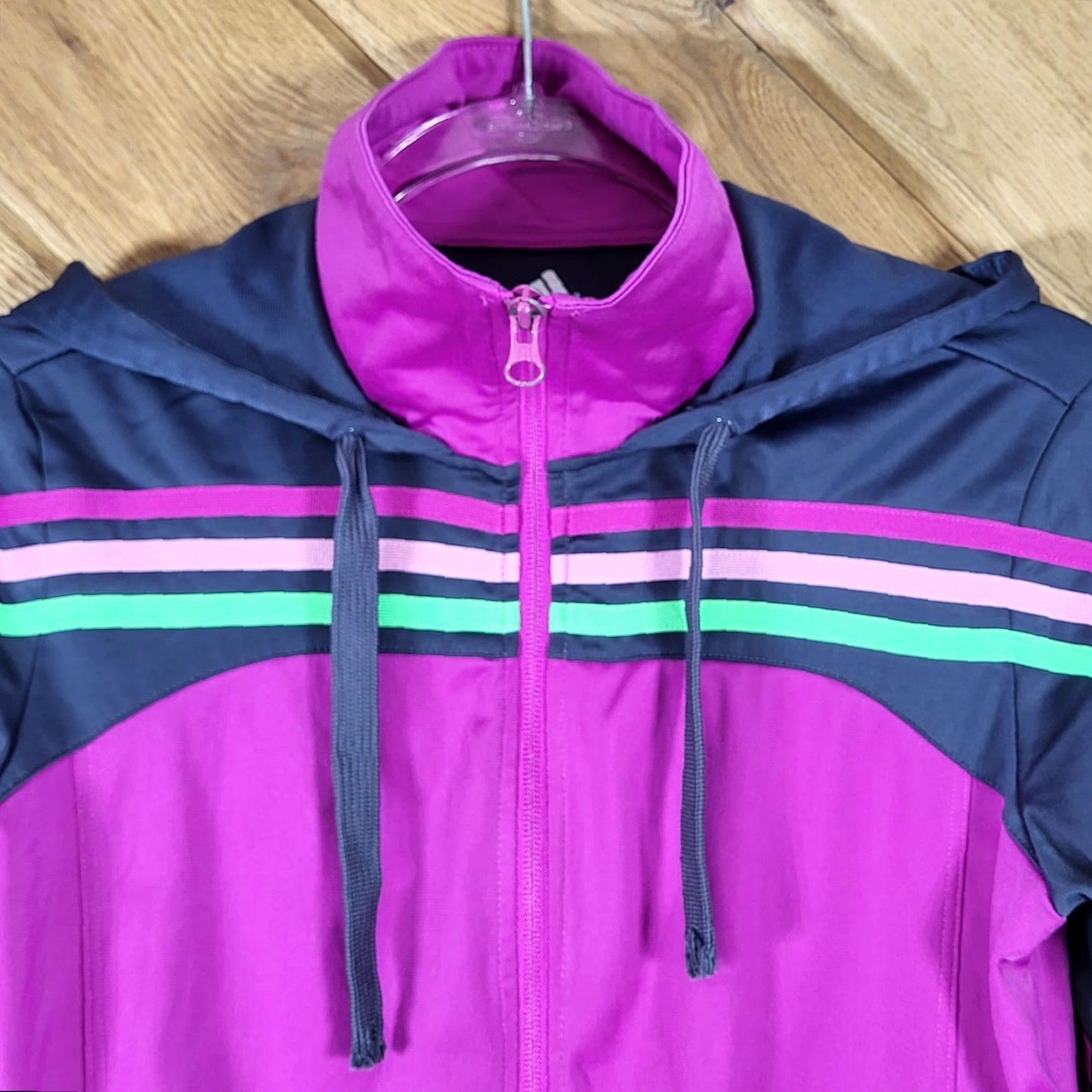 Adidas Adidas Track Jacket Womens Small Climalite Hooded Full Zip Striped Purple Navy S Womens Size S / US 4 / IT 40 - 2 Thumbnail