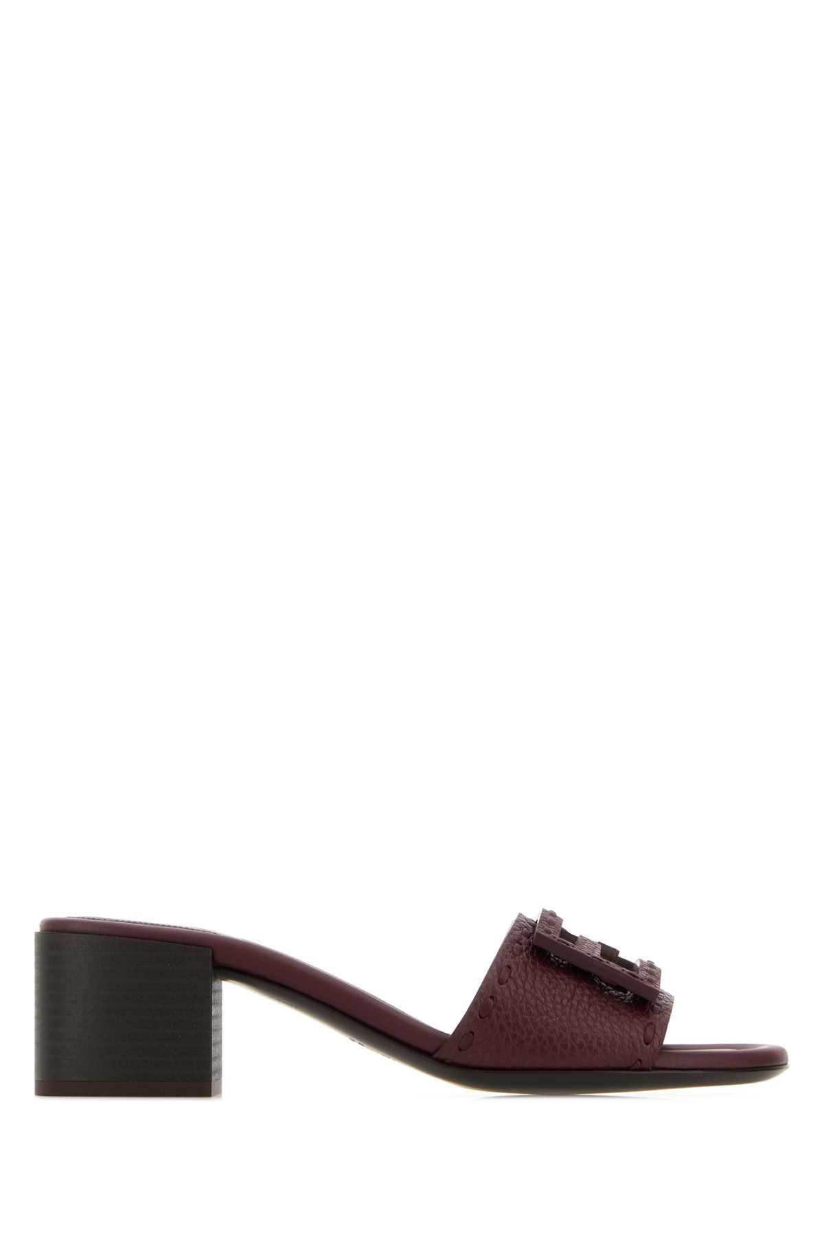 Grape Leather Baguette Mules