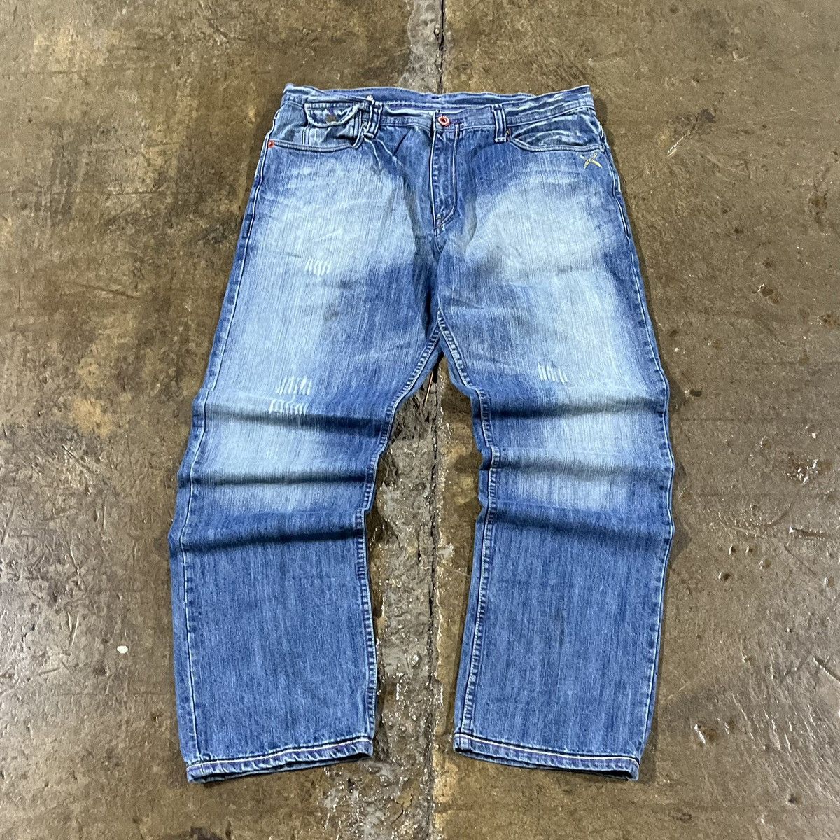 Ed Hardy × JNCO × Vintage Crazy Vintage Y2K Baggy Jeans JNCO Wide Leg Skater Unique Size US 38 / EU 54 - 2 Thumbnail