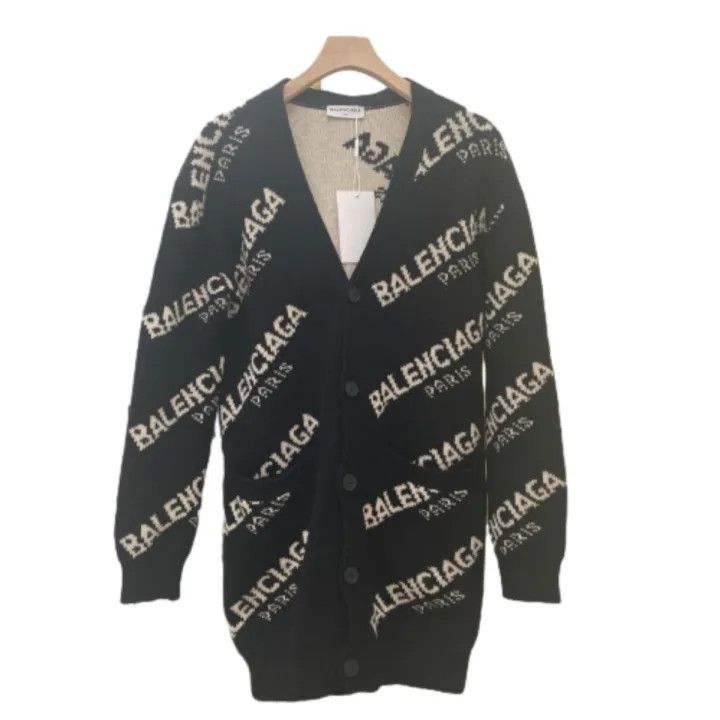 Balenciaga Balenciaga Logo Print Long Sleeve Knitwear Size US S / EU 44-46 / 1 - 1 Thumbnail