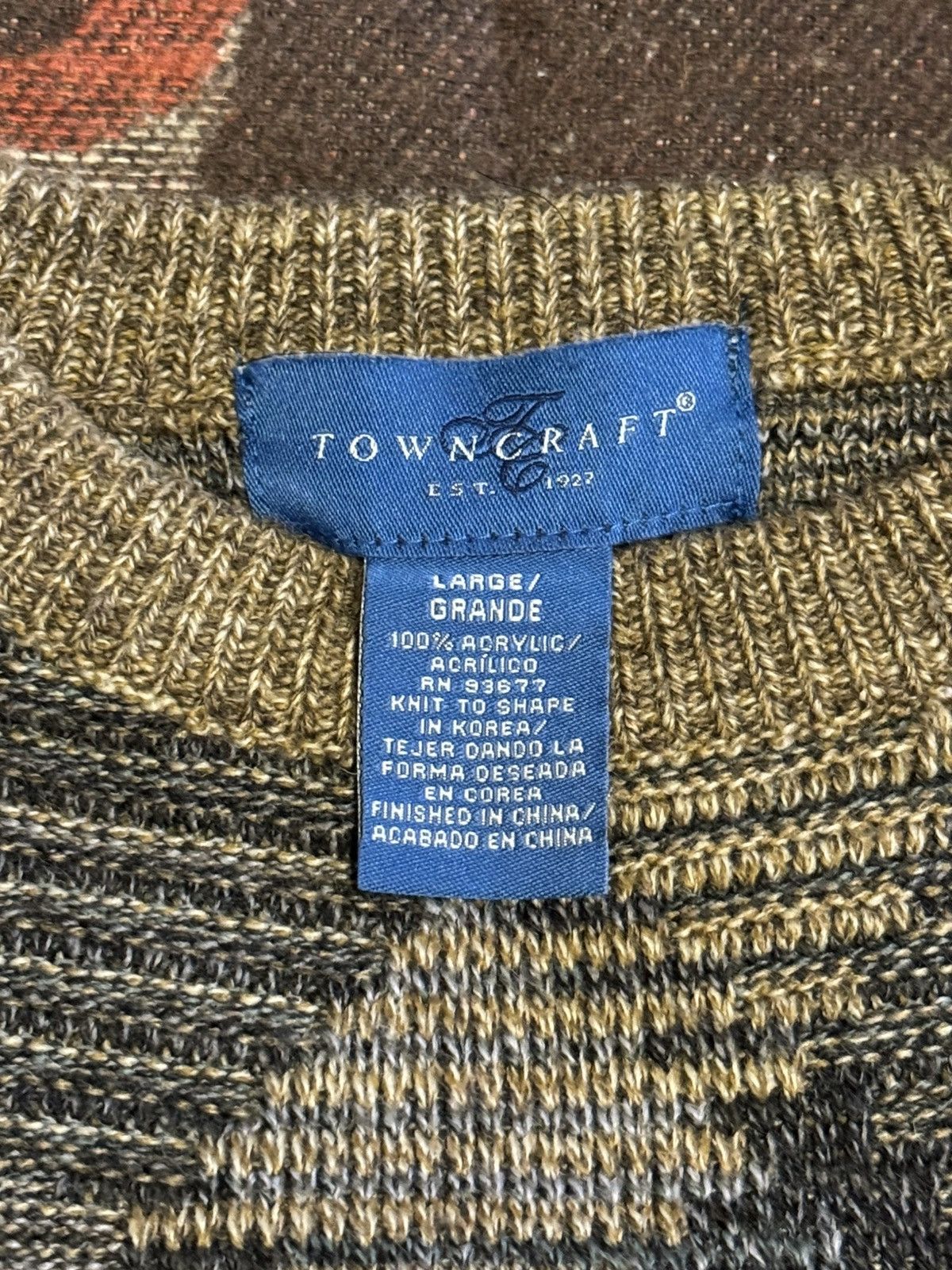 Vintage 90s Earth Tone Pattern Knit Sweater Size US L / EU 52-54 / 3 - 2 Thumbnail