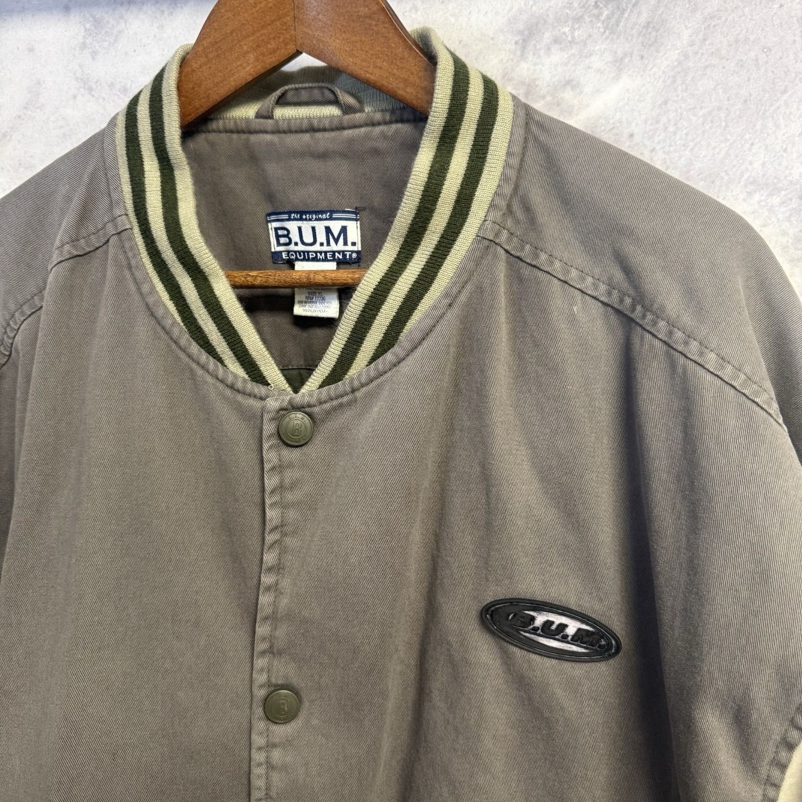 B.U.M Equipment Vintage BUM Equipment Bomber Jacket Mens XL Snap Gray Canvas Size US XL / EU 56 / 4 - 1 Thumbnail