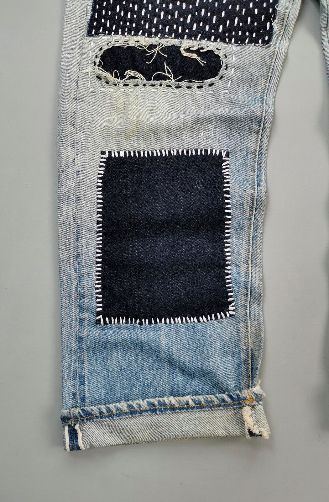 Levi's 80s Vintage Levis Selvedge Denim Patchwork Jeans Size US 36 / EU 52 - 9 Thumbnail