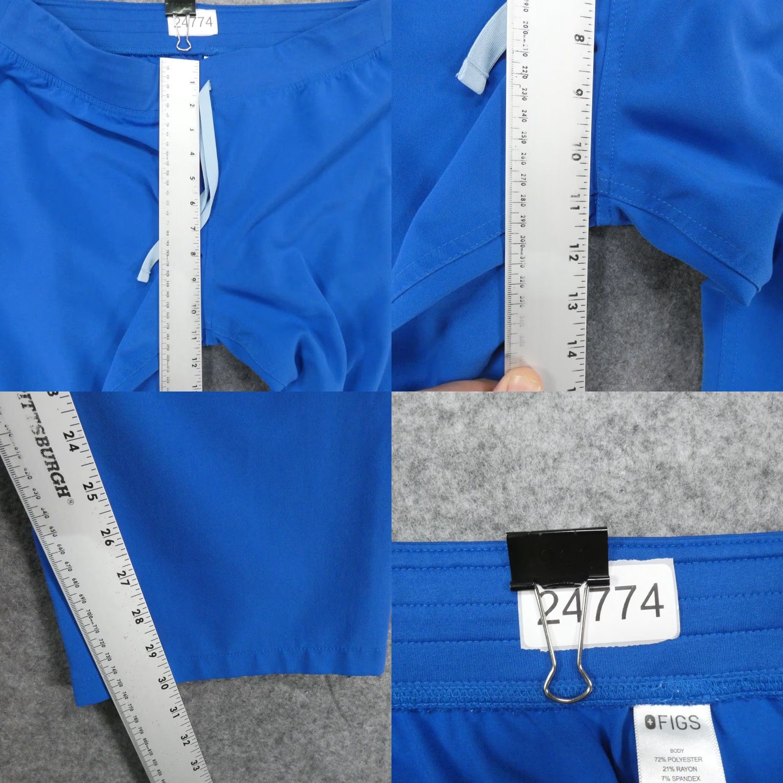Vintage Figs Technical Collection Scrub Pants Adult Large Blue w Drawstring Size US 33 - 8 Thumbnail
