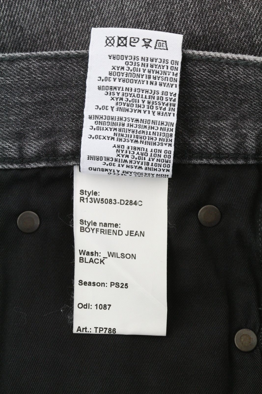 R13 BOYFRIEND 27 Wilson Black Whiskers Faded PS25 86677 Size 27" / US 4 / IT 40 - 8 Thumbnail