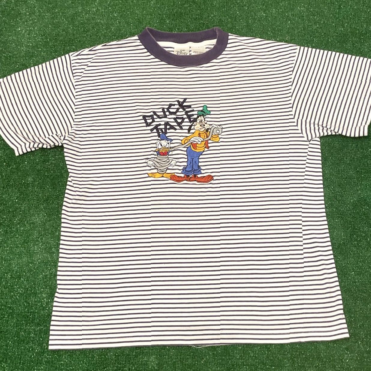Disney VTG 90s Disney Donald Duck Goofy Duck Tape Striped Shirt M Embroidered Short Sleeve Men Multicolor 90s Theme Shoes? Size US M / EU 48-50 / 2 - 4 Thumbnail