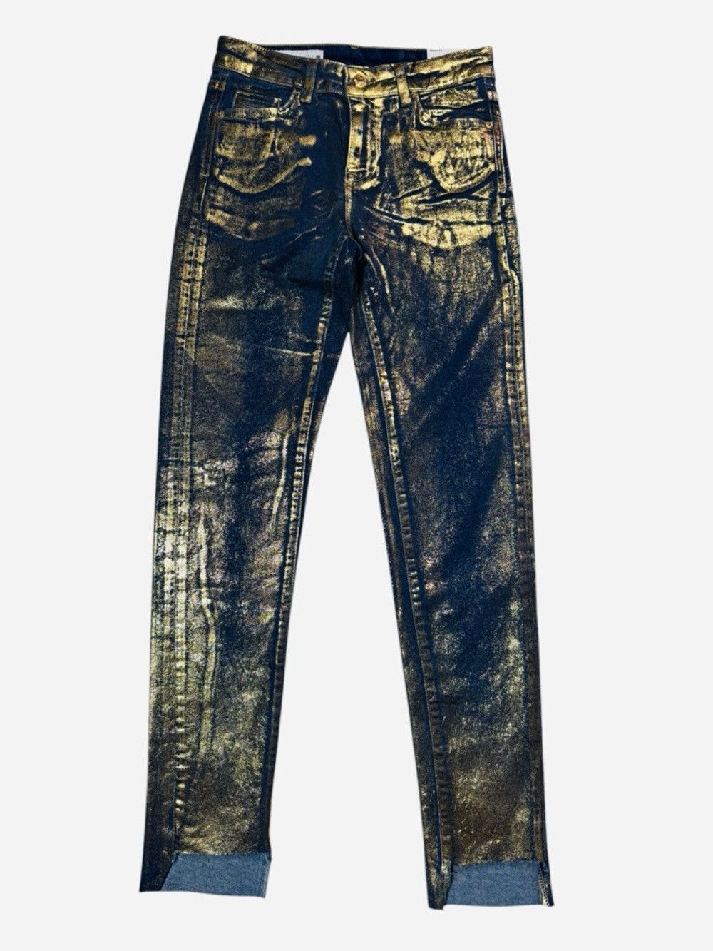 Zara NWT New Zara Coated Golden Foil Skinny Jeans Size 0 Size 25" / US 0 / IT 36 - 2 Thumbnail