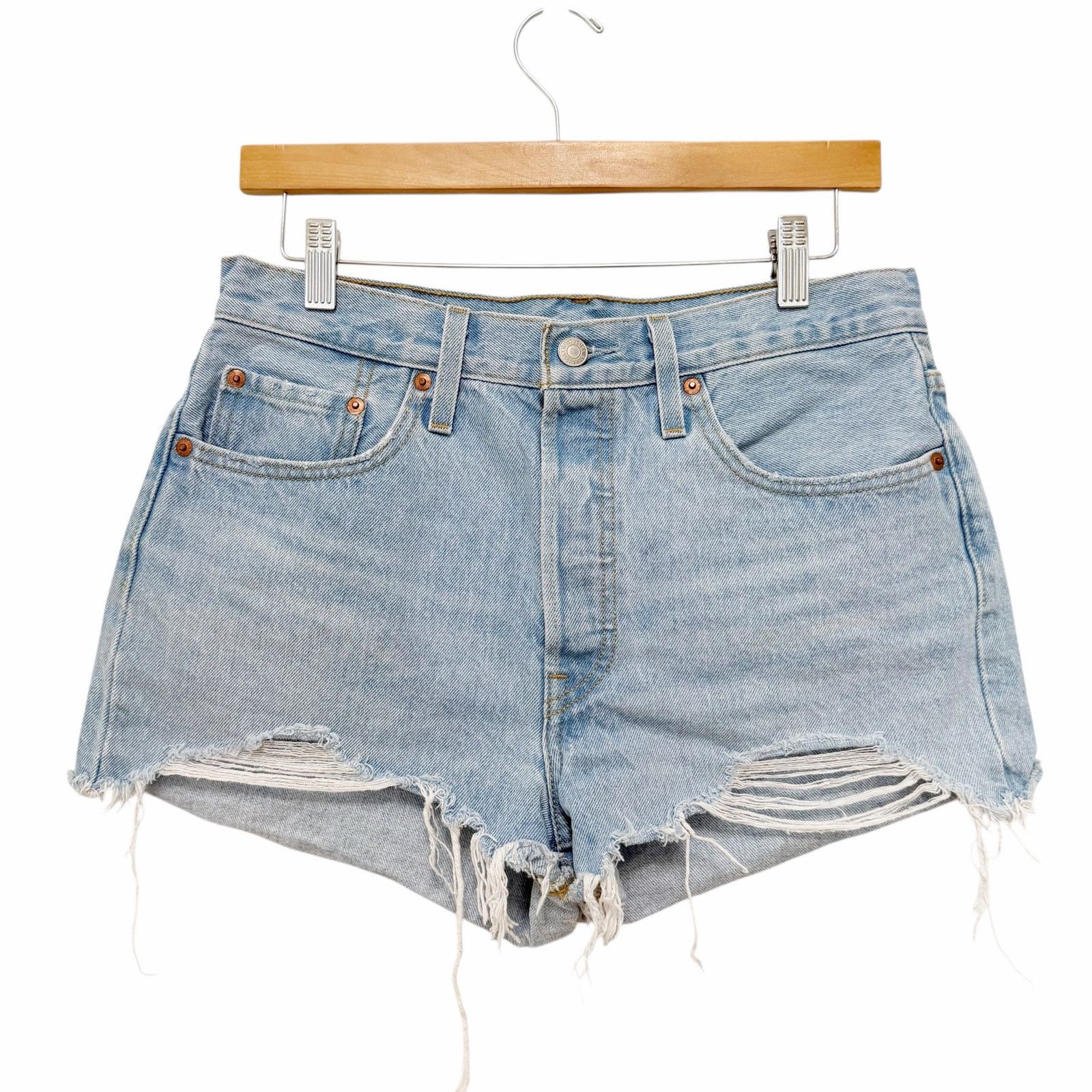 Levi's Levis 501 Distressed Button Fly Jean Shorts Sz 29 Size 29" - 1 Thumbnail