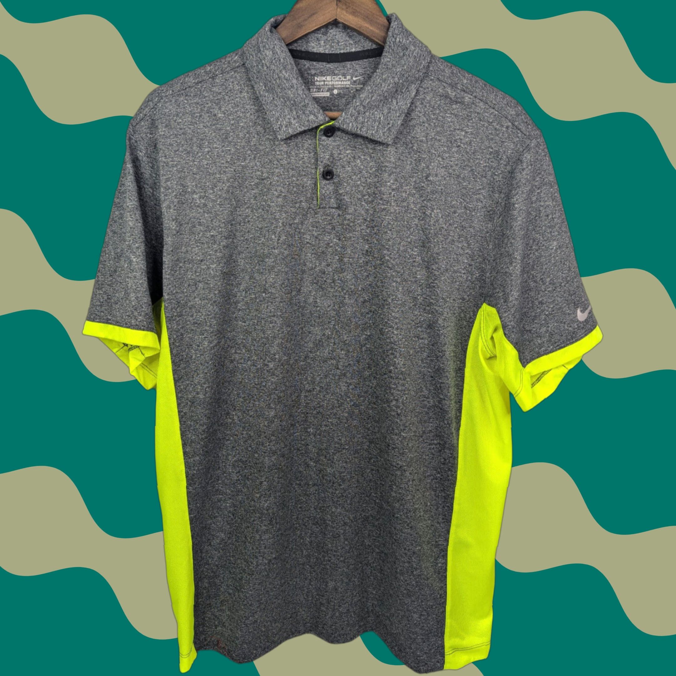 Nike Nike Golf Polo Shirt Mens Large Tour Performance Short Sleeve Gray Yellow 639705 Size US L / EU 52-54 / 3 - 1 Thumbnail