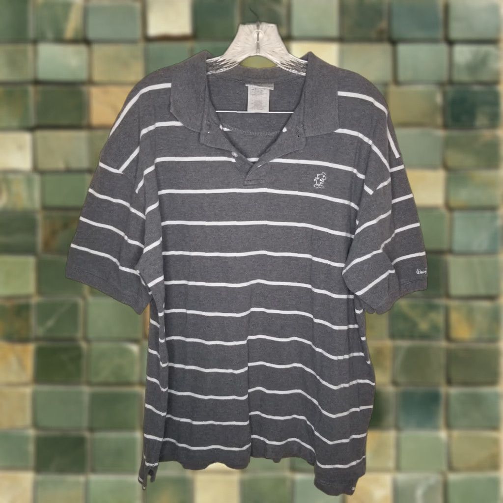Disney VINTAGE Walt Disney World Mickey Polo Shirt Mens Short Sleeve Size L Gray Striped Adult Large Size US L / EU 52-54 / 3 - 1 Thumbnail