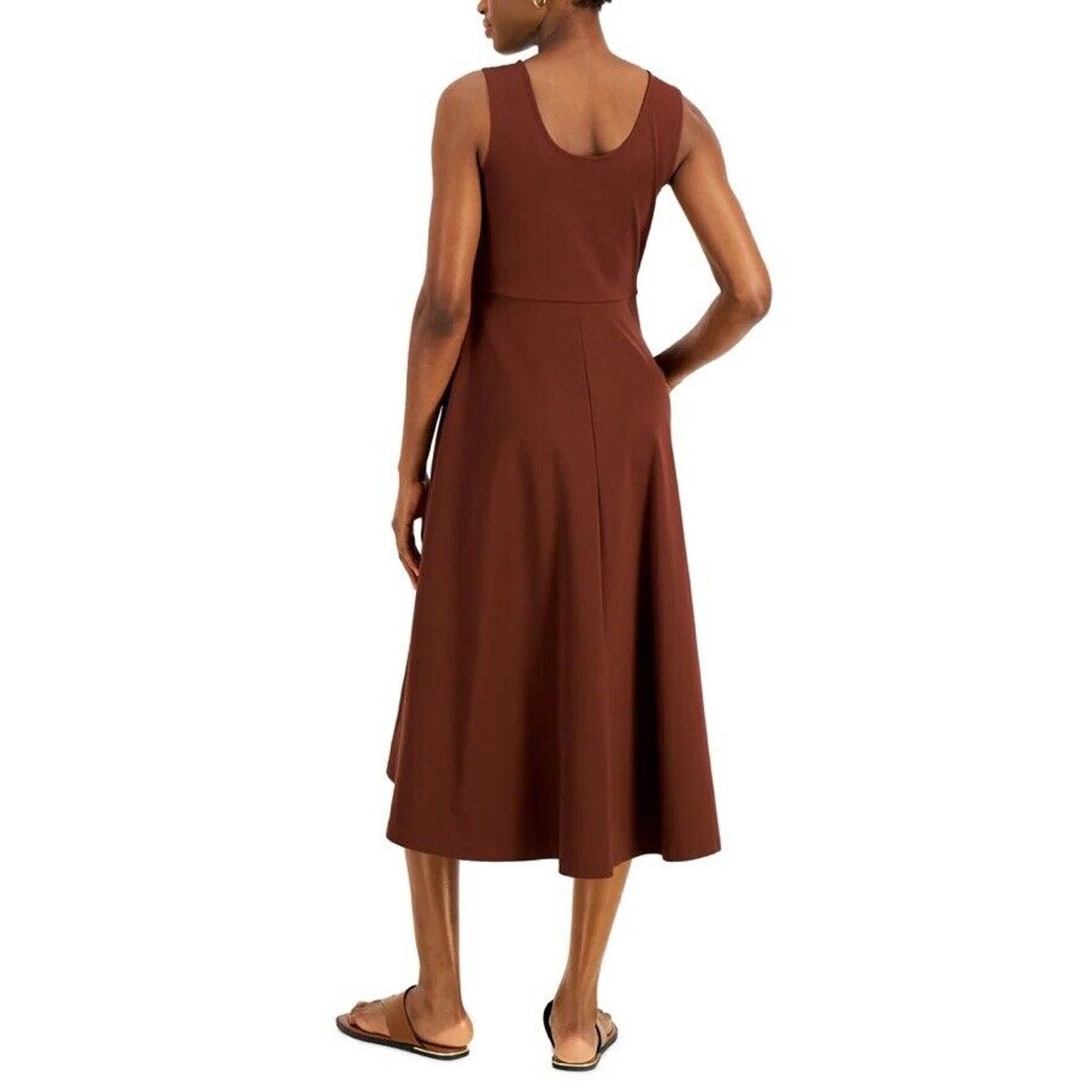 Alfani Alfani Sleeveless Midi Dress Brown Old Money Aesthetic Size L / US 10 / IT 46 - 3 Thumbnail