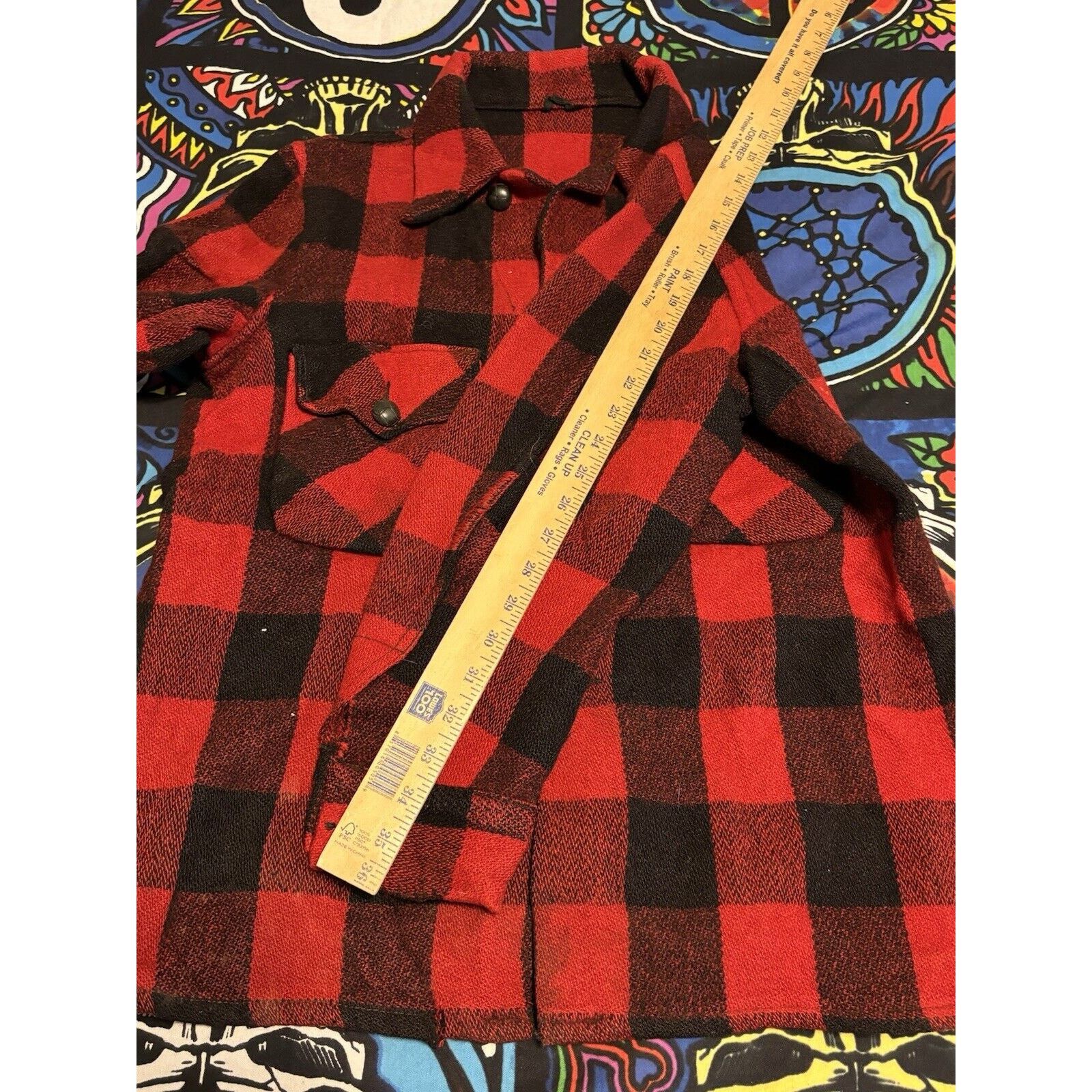 Other 1930’s Monarch Black Red Rare Flannel Missing Button Wool Size US L / EU 52-54 / 3 - 4 Thumbnail