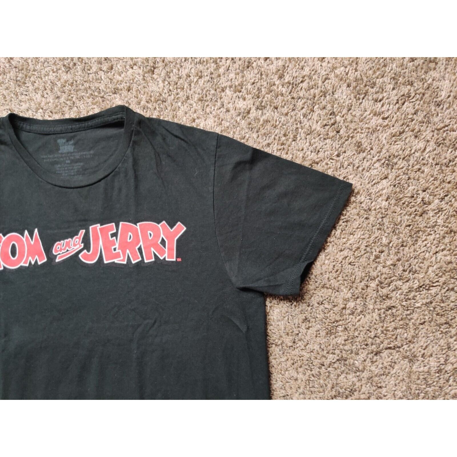 Cartoon Network Tom and Jerry Shirt Adult Mens Medium Black Red Spell Out Size US M / EU 48-50 / 2 - 4 Thumbnail