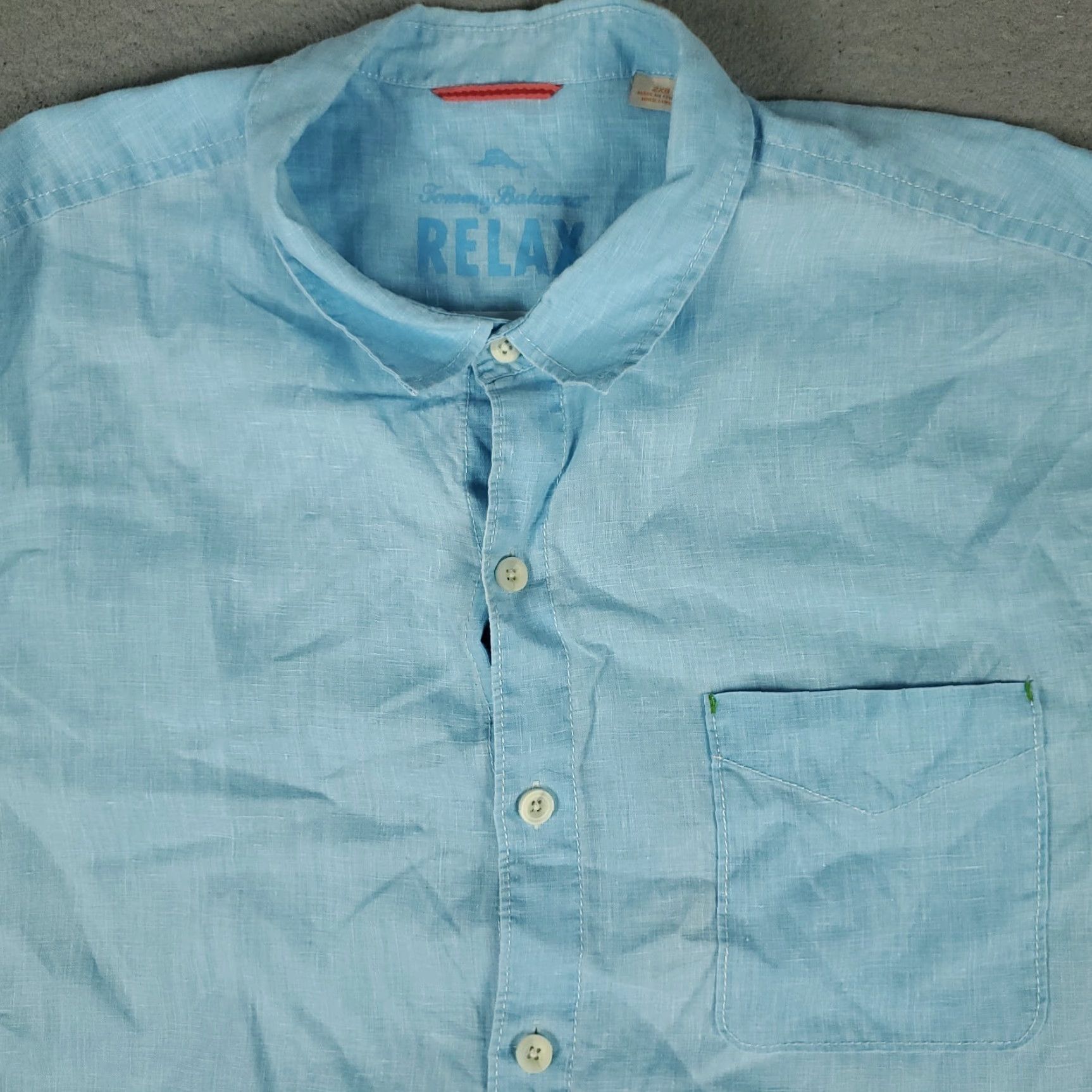 Tommy Bahama Tommy Bahama Shirt Mens 2XB Light Blue Linen Hawaiian Button Up Short Sleeve Blue Plain Solid Hawaiian Pattern Casual Beach Modern 2X Big Mens Shirt Size US XXL / EU 58 / 5 - 2 Thumbnail