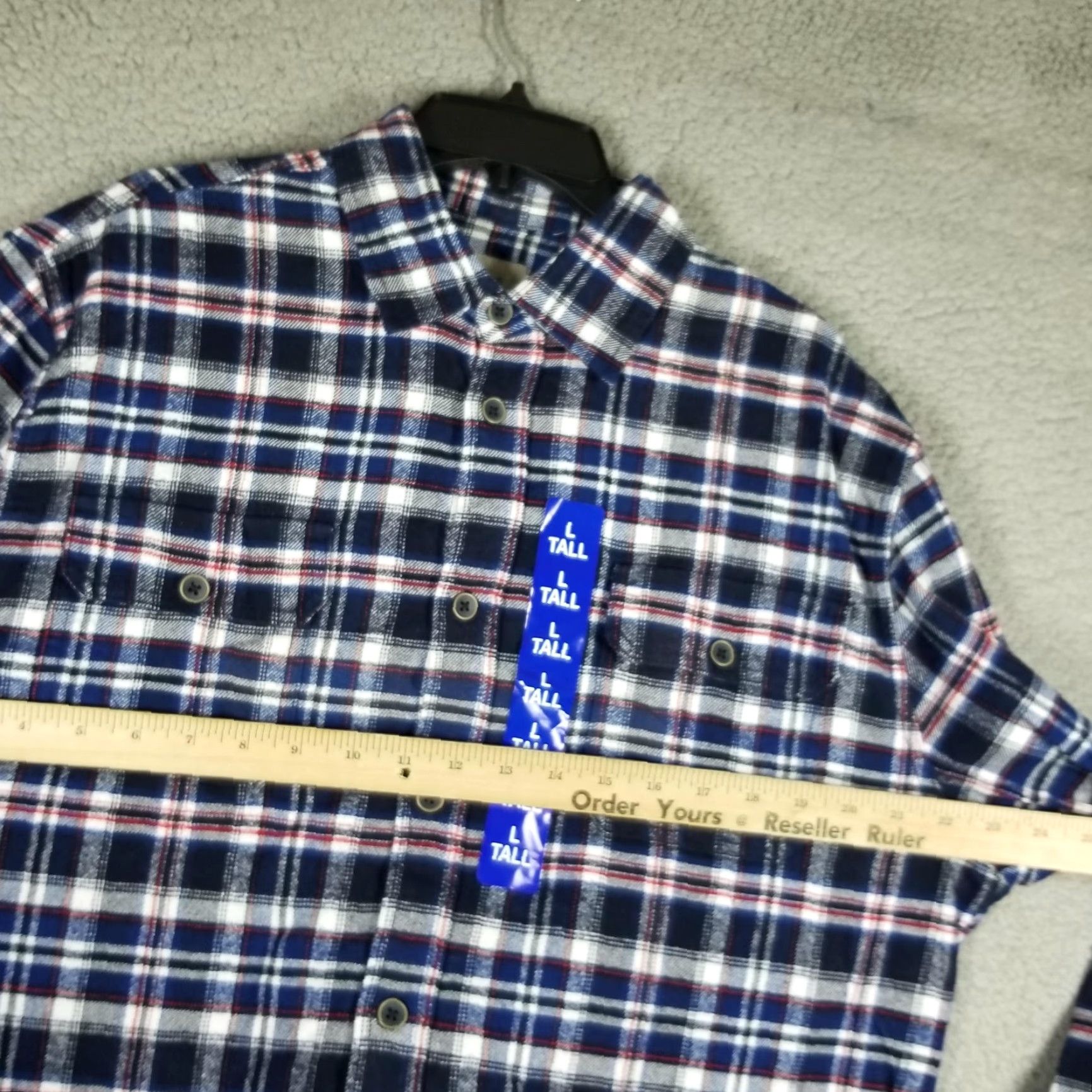 Vintage VINTAGE JACHS Flannel Shirt Mens Large Tall Navy Blue Red Plaid Long Sleeve Button-Up Size US L / EU 52-54 / 3 - 6 Thumbnail