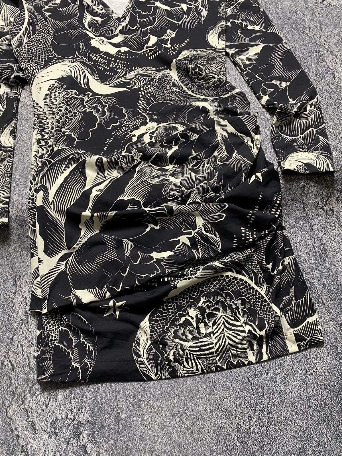 Just Cavalli × Roberto Cavalli × Vintage Just Cavalli Multilogo Long sleeve Bodycon Ruffle hem Dress Size M / US 6-8 / IT 42-44 - 3 Thumbnail