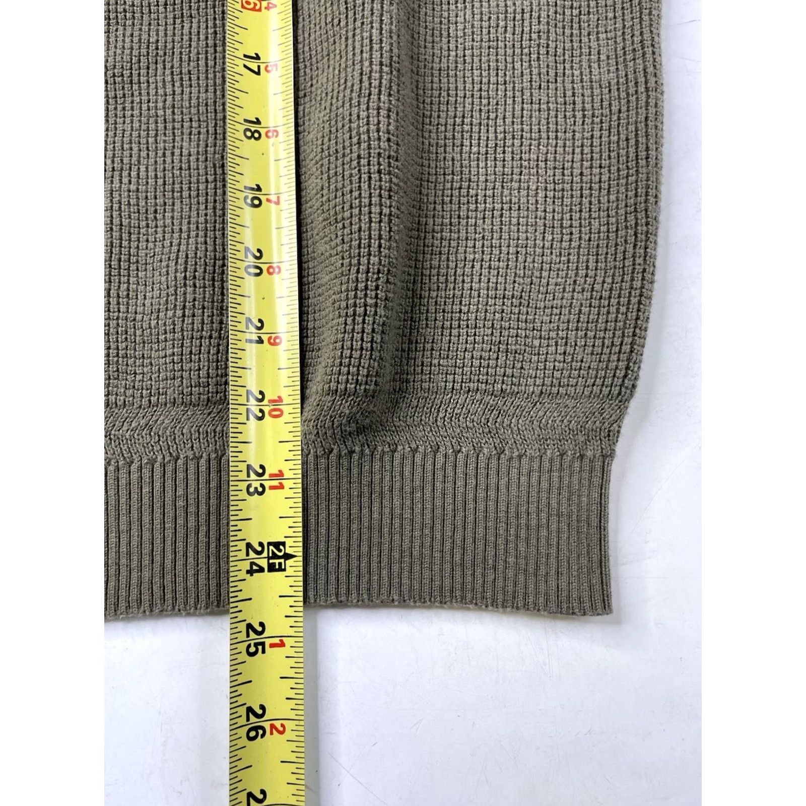 Quince Quince Organic Cotton Cashmere Waffle Crewneck Sweater Olive Green XL Mens Crew Neck Long Sleeve Pullover Breathable Knit Size XL / US 12-14 / IT 48-50 - 4 Thumbnail
