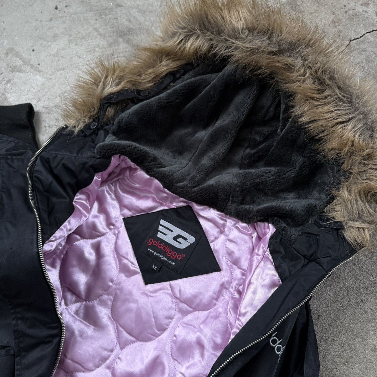 Japanese Brand Golddigga Black Nylon Bomber Jacket With Faux Fur Hood Size XS / US 0-2 / IT 36-38 - 5 Thumbnail