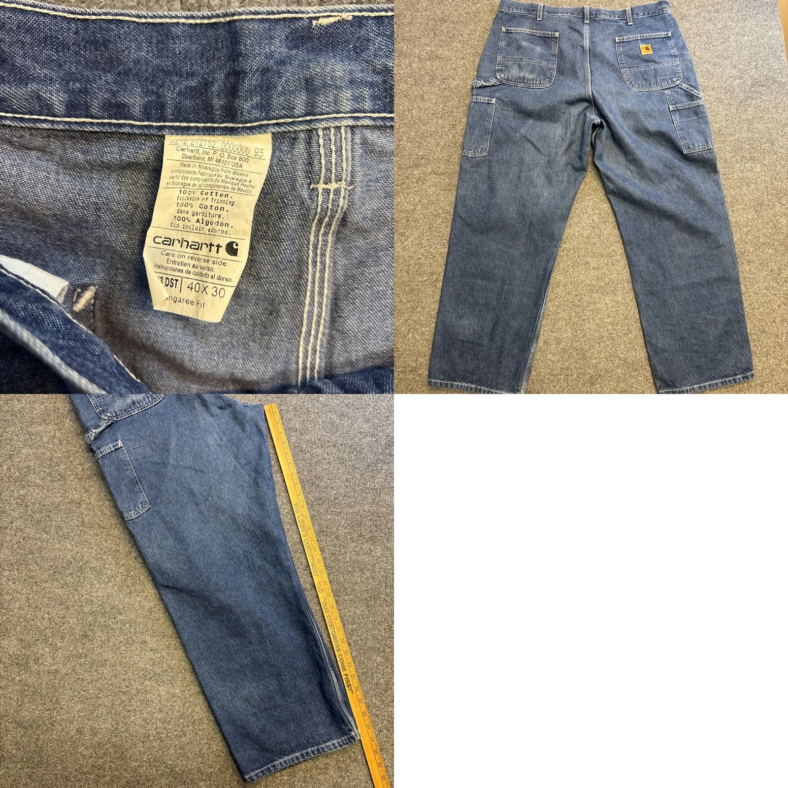 Carhartt VINTAGE Carhartt Jeans 40x30 Blue Denim Dungaree Baggy Utility 90s Grunge Logo DST B13 DST Mens Size US 40 / EU 56 - 8 Thumbnail