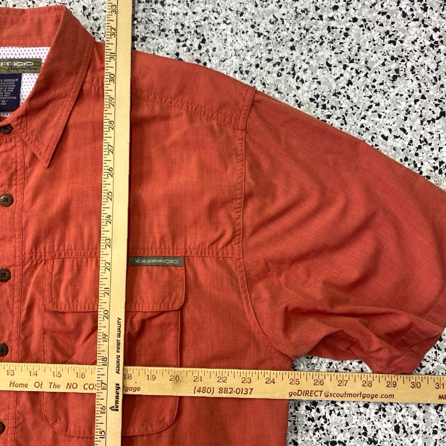 ExOfficio Exofficio Button-Down Shirt Mens XL Orange Short Sleeve Button-Up Casual Travel Size US XL / EU 56 / 4 - 3 Thumbnail