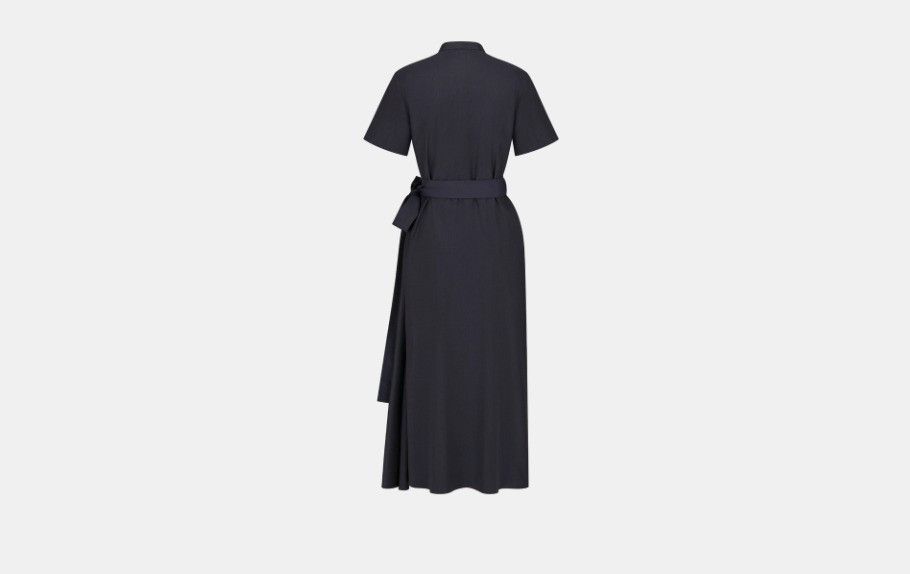 Dior o1w1db10824 Mid-Length Draped Dress in Navy Blue Size XS / US 0-2 / IT 36-38 - 2 Thumbnail