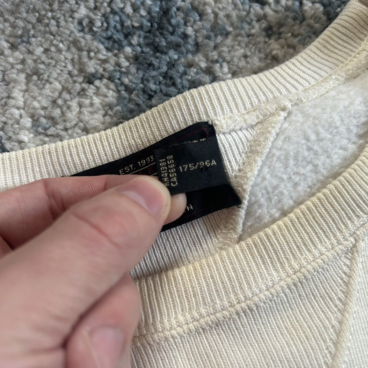 RRL Ralph Lauren 2018 CREAM U.S.R.R.L. MOUNTED COLLAR FOOTBALL CREWNECK BLUE Size US M / EU 48-50 / 2 - 9 Thumbnail