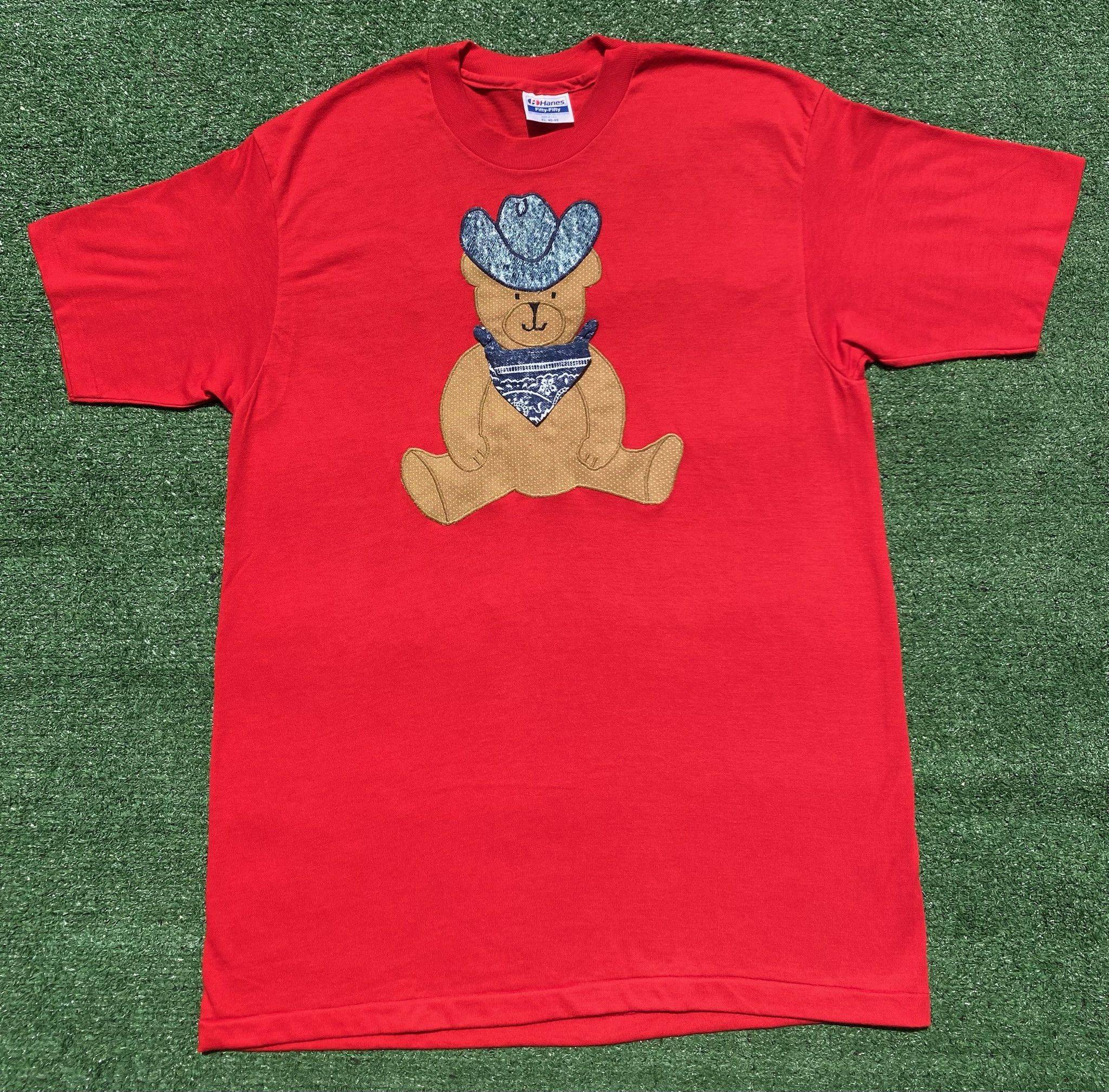 Hanes 80’s Teddy Bear Cowboy Western Bandanna T-Shirt Large Size L / US 10 / IT 46 - 1 Thumbnail
