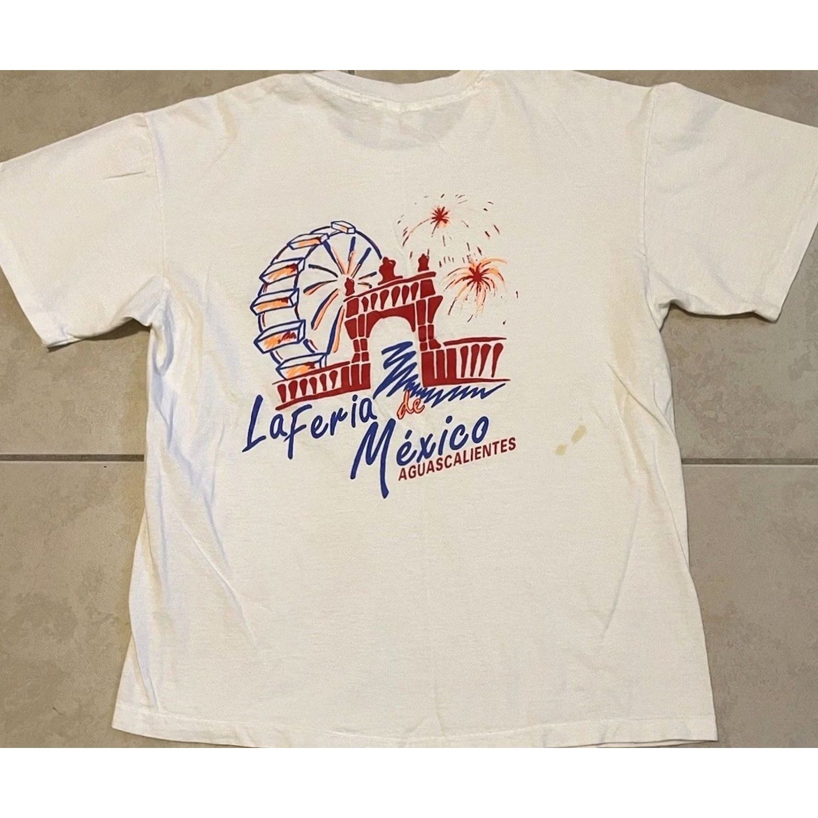 Vintage VINTAGE Aguascalientes Mexico Faded Shirt XS S Beach Fireworks 80s 90s Graphic Tee Mens White Size US XS / EU 42 / 0 - 2 Thumbnail